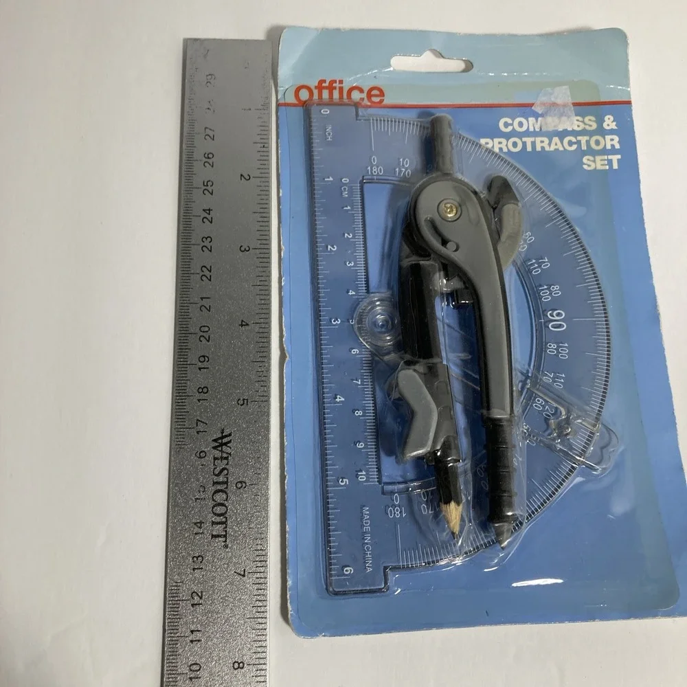 Compass and Protractor Set -2 Pieces for Math Geometry Art‎ Drawing Drafting